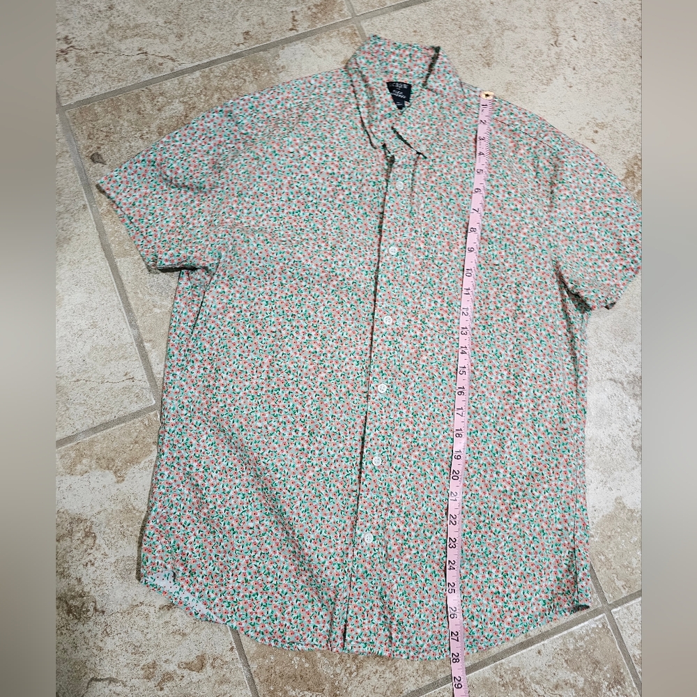 J.Crew Mens M Button Down White Floral Cotton Shirt Preppy Retro Summer - Picture 6 of 6